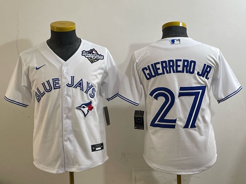 Youth 2025 Nike Toronto Blue Jays #27 Guerrero jr White Game MLB Jersey 03